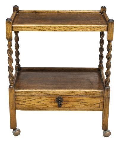 ENGLISH OAK BARLEY TWIST TWO-TIER