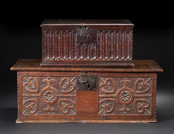English Oak Bible Box,  late 18th
