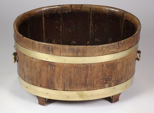 ENGLISH OAK BRASS BOUND CELLARETTE/