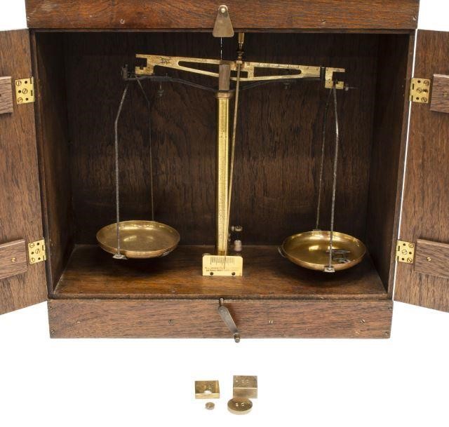 ENGLISH OAK CASED BALANCE SCALES