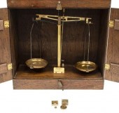 ENGLISH OAK CASED BALANCE SCAL