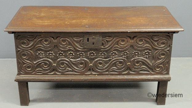 English oak coffer 17th c. with a
