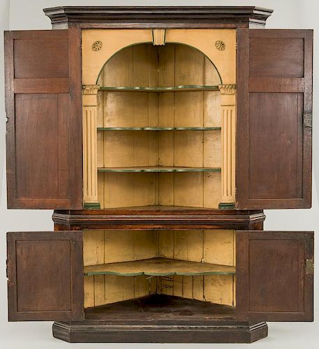 ENGLISH OAK CORNER CUPBOARD,