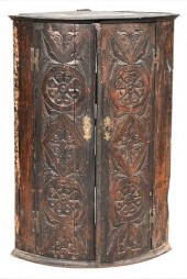 ENGLISH OAK CORNER HANGING CAB