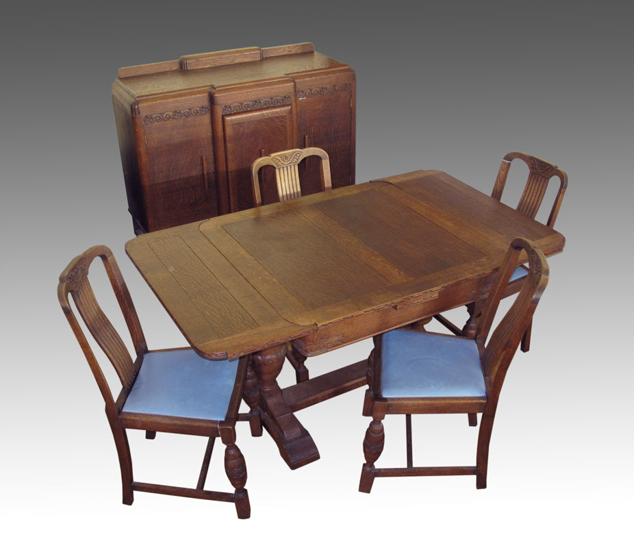 ENGLISH OAK DECO DINING SET: 6