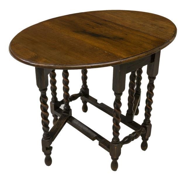 ENGLISH OAK DROP LEAF WAKE TABLE ON
