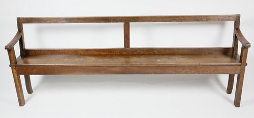 ENGLISH OAK HALL BENCH, 19TH