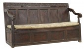 ENGLISH OAK HALL STORAGE SETTL