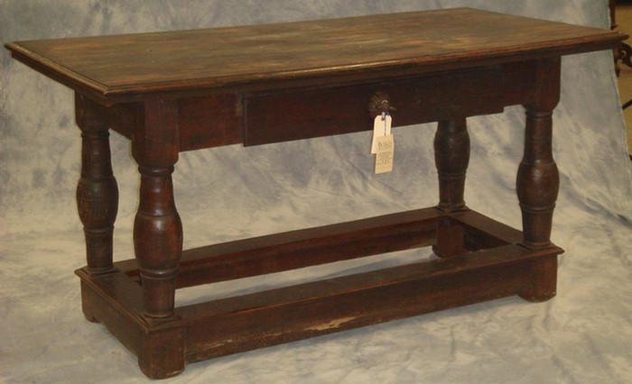 English oak library table with