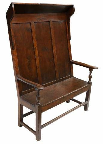 ENGLISH OAK PANELED BACK SETTLE