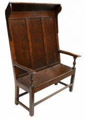 ENGLISH OAK PANELED BACK SETTL