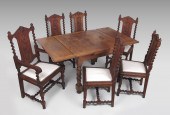 ENGLISH OAK PUB TABLE WITH 6 C