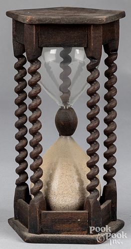 ENGLISH OAK SAND TIMER, 19TH