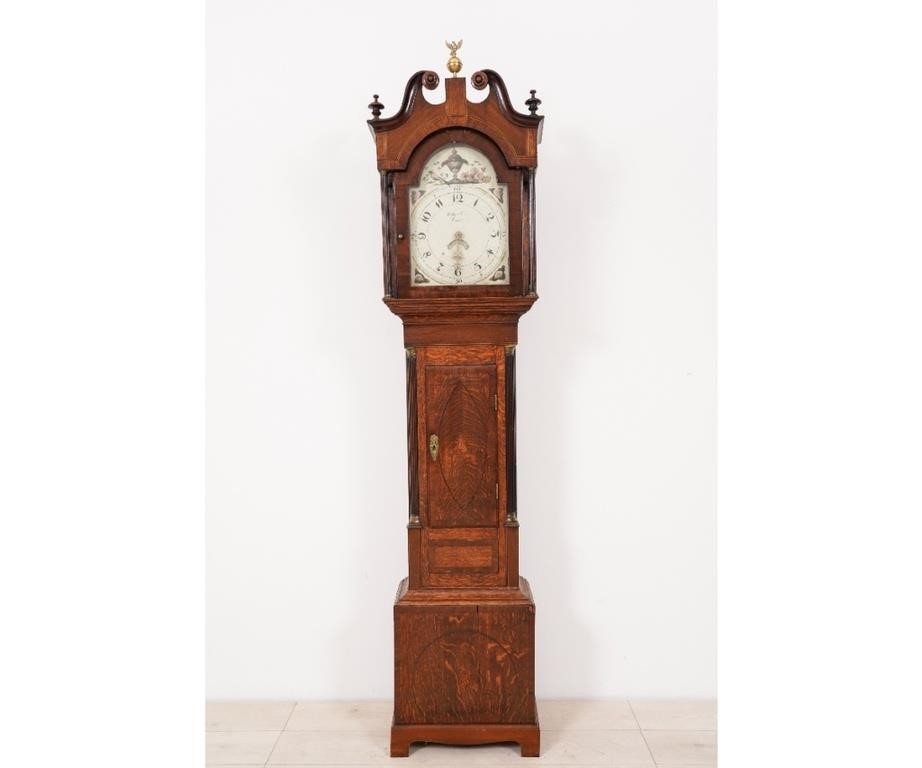 English oak tall case clock, 19th