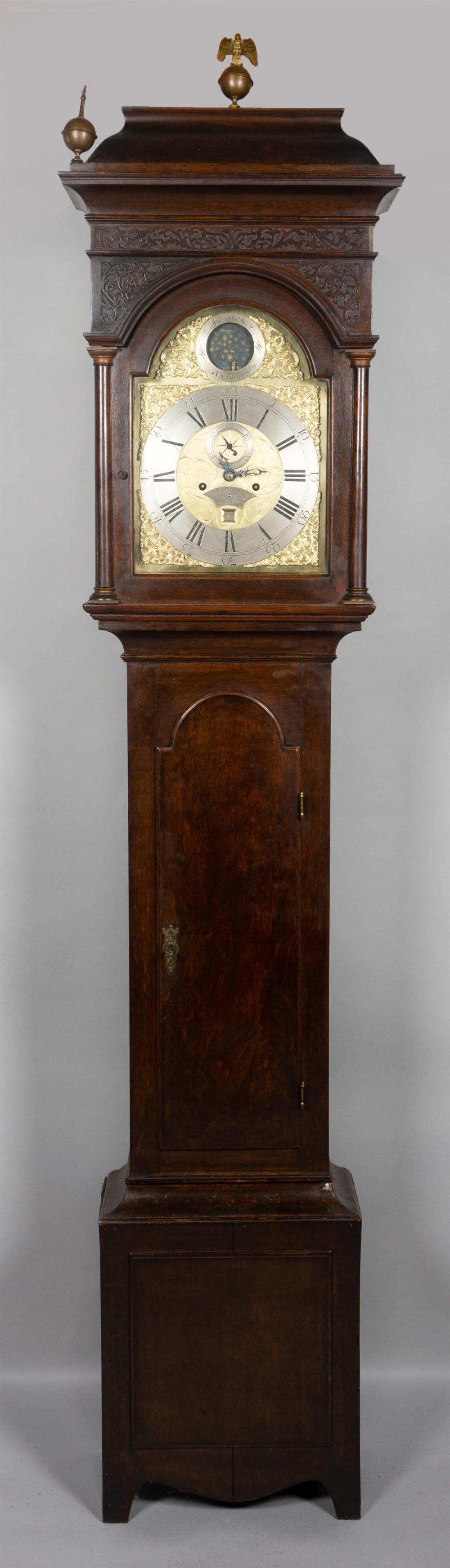 ENGLISH OAK TALL CASE CLOCK,