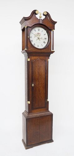 ENGLISH OAK TALL CASE CLOCK BY