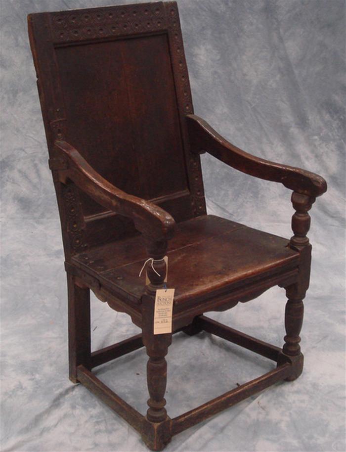 English oak wainscote chair.  Plain