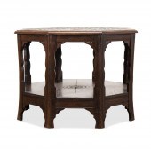 ENGLISH OCTAGONAL CARVED OAK T