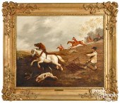 ENGLISH OIL ON CANVAS FOX HUNT