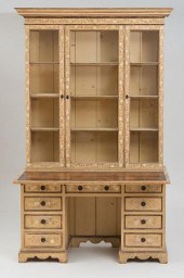 ENGLISH PAINTED BUREAU BOOKCAS