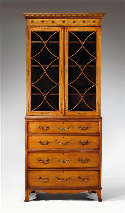 English painted satinwood bookcase