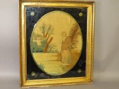 ENGLISH PAINTED SILK EMBROIDER