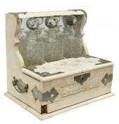 ENGLISH PAINTED TANTALUS SET W