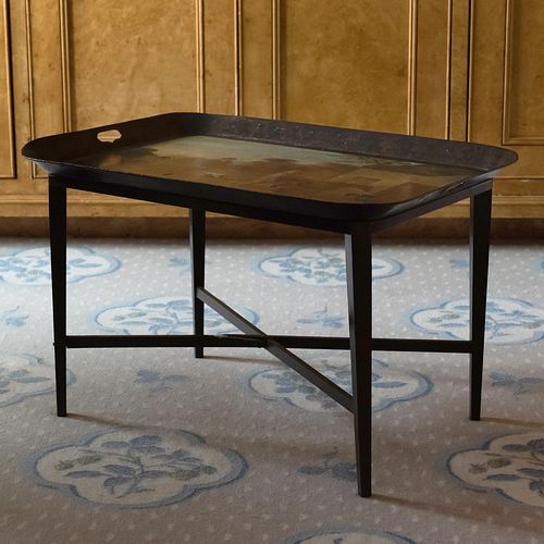 ENGLISH PAINTED TOLE TRAY ON