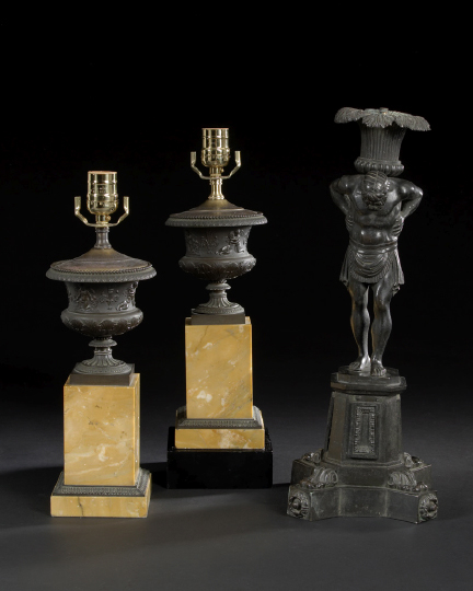 English Patinated Bronze Argand