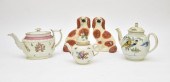 English pea fowl creamware tea