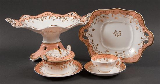 English peach banded parcel-gilt