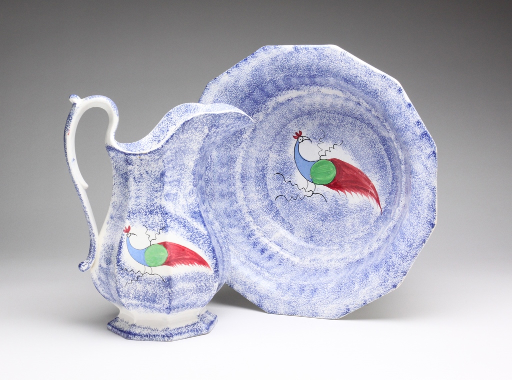 ENGLISH PEAFOWL SPATTERWARE BOWL