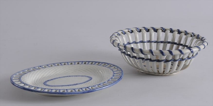 ENGLISH PEARLWARE BASKET AND