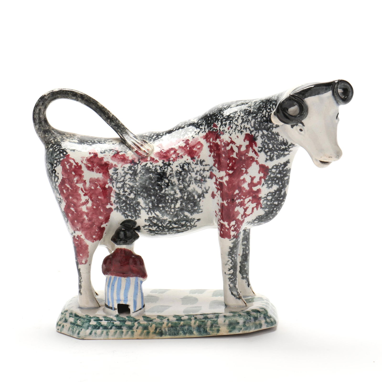 ENGLISH PEARLWARE COW AND MILK MAID