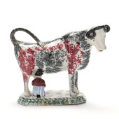ENGLISH PEARLWARE COW AND MILK