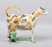 ENGLISH PEARLWARE MILKMAID COW