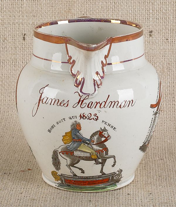 English pearlware pitcher dated