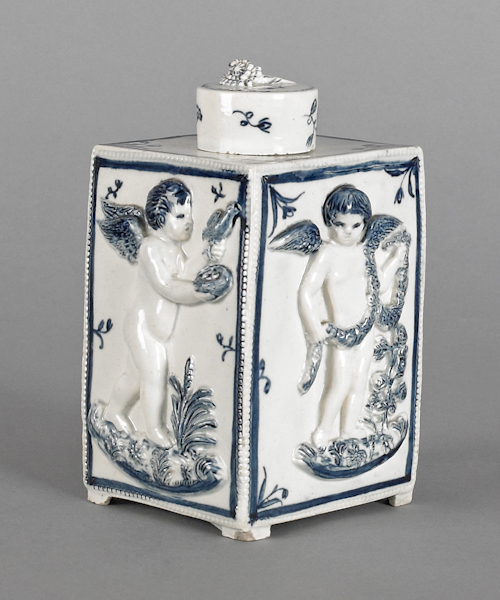 English pearlware tea caddy ca.