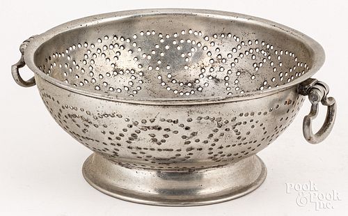 ENGLISH PEWTER COLANDER, CA.