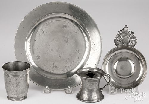 ENGLISH PEWTER PLATE, TOGETHER WITH