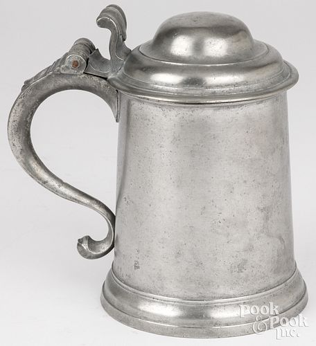 ENGLISH PEWTER QUART TANKARD,