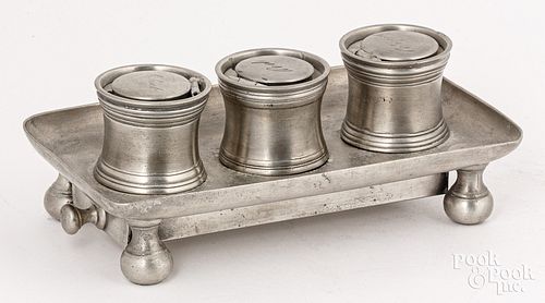 ENGLISH PEWTER STANDISH, LATE