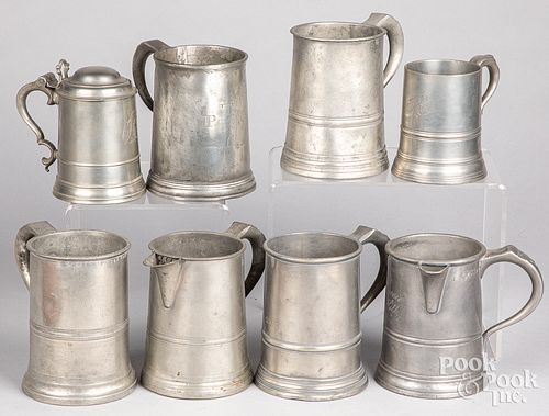 ENGLISH PEWTER TANKARDS AND MUGS,