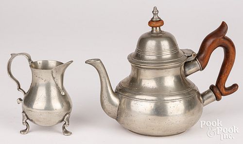 ENGLISH PEWTER TEAPOT, 18TH C.,