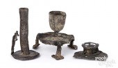 ENGLISH PEWTER TRIPOD TIN CAND