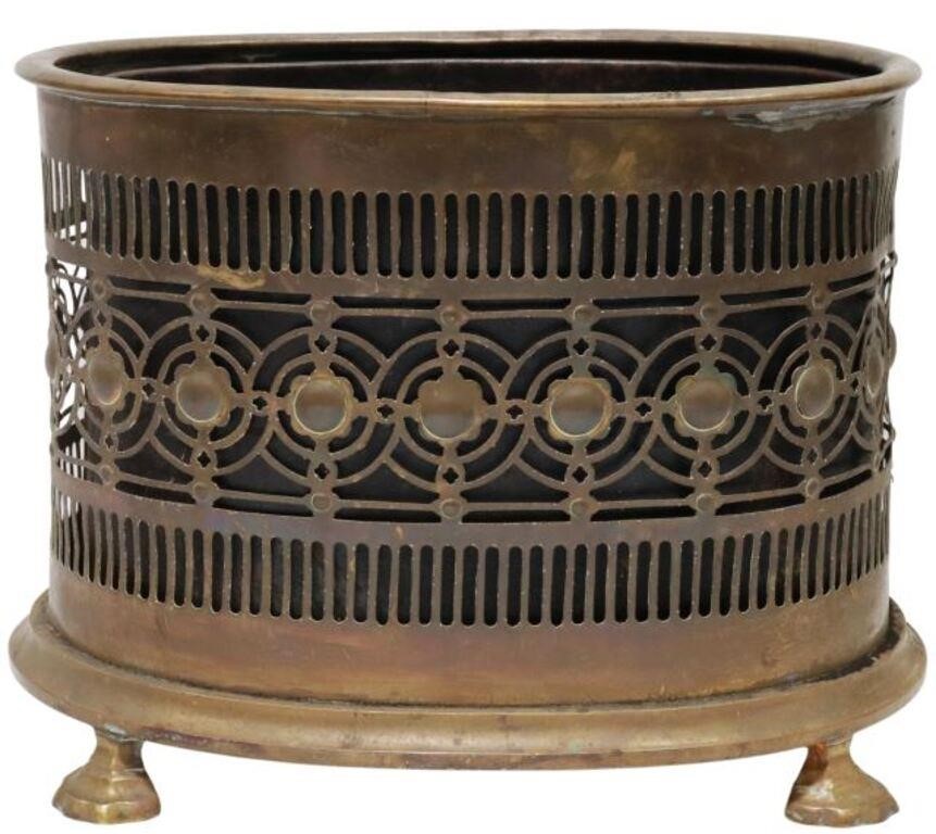ENGLISH PIERCED BRASS COAL HOD WITH