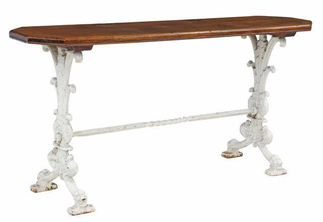 ENGLISH PINE & PAINTED CAST IRON