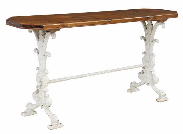 ENGLISH PINE & PAINTED CAST IRON