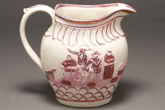 English pink lustreware ceramic jug