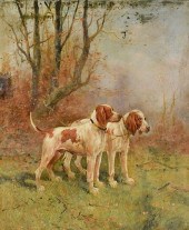 ENGLISH POINTERS OIL ON CANVAS